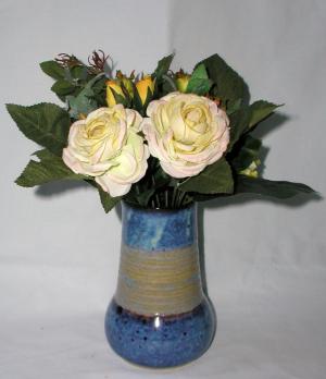 Vase strié-"bleu profond"