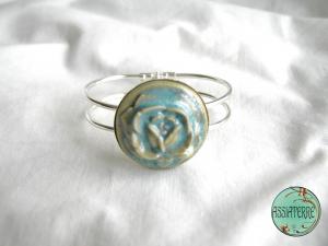 Bracelet argenté-rose bleu lagon
